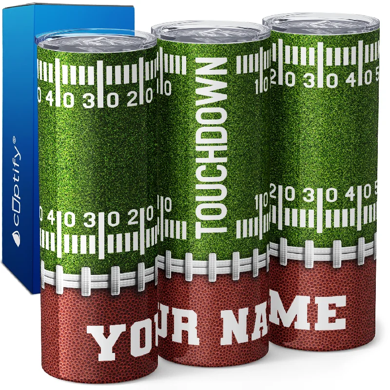 Personalized Football on Field 20oz Skinny Tumbler