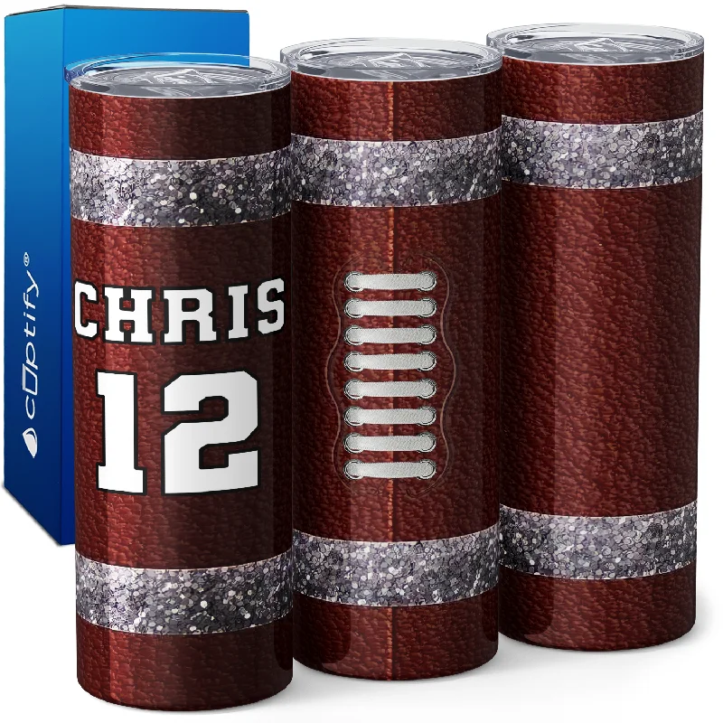 Personalized Player Name and Number Football 20oz Skinny Tumbler