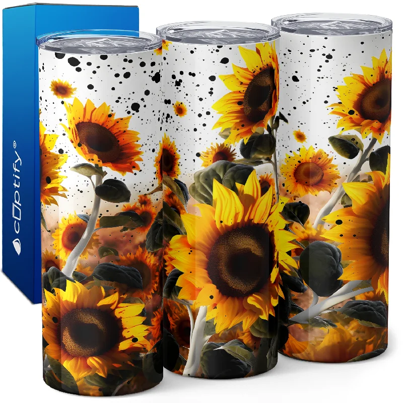 Sunflowers Field with Black Spots 20oz Skinny Tumbler