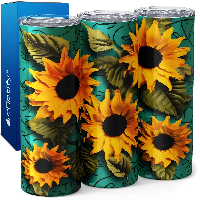 Sunflowers on Green 20oz Skinny Tumbler