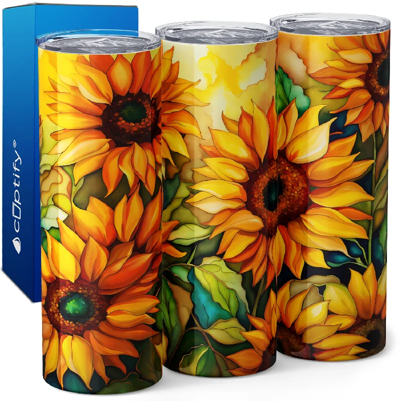 Watercolor Sunflowers 20oz Skinny Tumbler